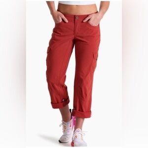 Kuhl women’s Sz 2 Splash Roll-up cargo Pants Scarlet Red hiking trails outdoors